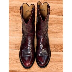 Lucchese Vintage Men’s 8.5 D Black Cherry Leather Western Roper Cowboy Boots EUC